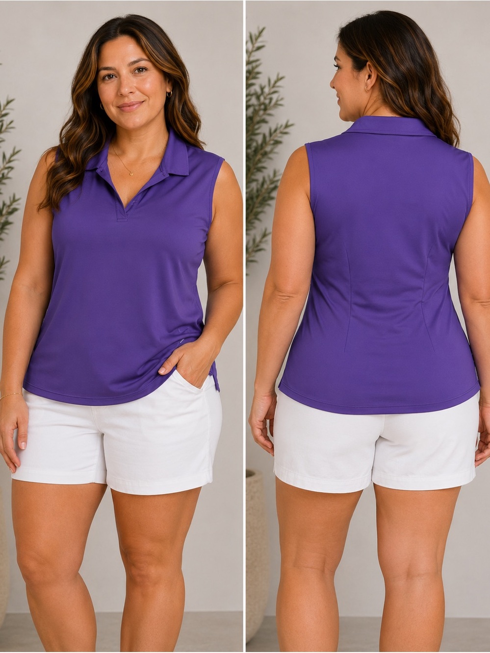 Nike  Dri-Fit Tour Performance Purple Sleeveless golf shirt